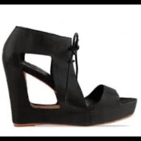 Matiko Paris Elena Marrone BLACK  Lace-Up Cutout Wedge  Platform Sandals 10 - Picture 7 of 17